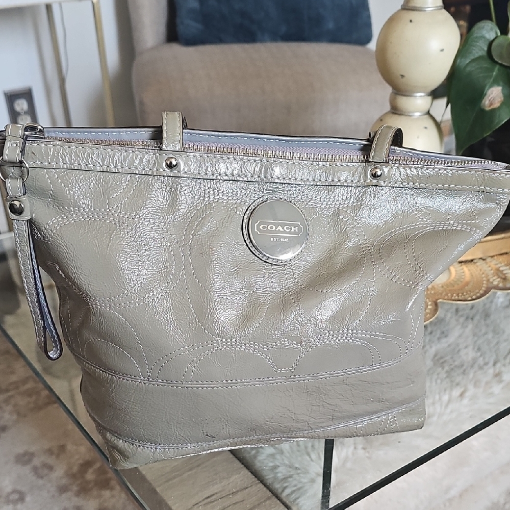 Coach Shimmering Silver Tote Bag
